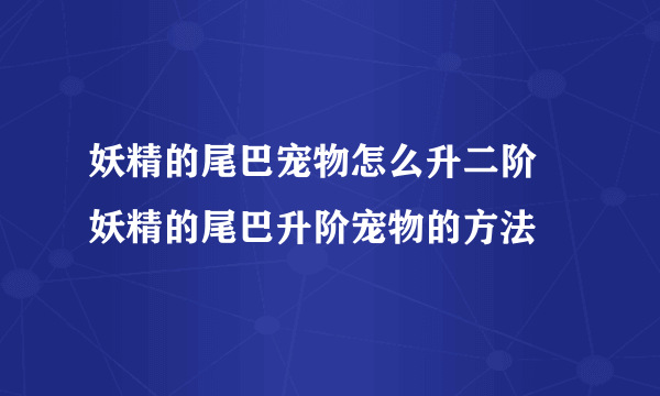 妖精的尾巴宠物怎么升二阶 妖精的尾巴升阶宠物的方法