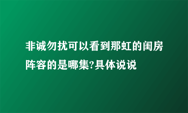 非诚勿扰可以看到那虹的闺房阵容的是哪集?具体说说