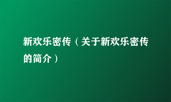 新欢乐密传（关于新欢乐密传的简介）