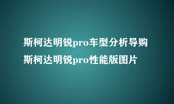 斯柯达明锐pro车型分析导购 斯柯达明锐pro性能版图片