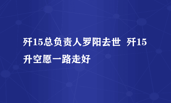 歼15总负责人罗阳去世  歼15升空愿一路走好