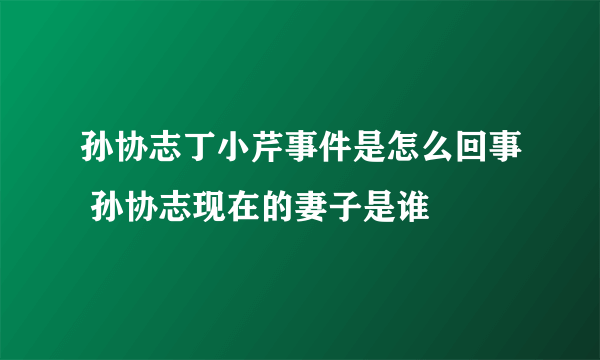 孙协志丁小芹事件是怎么回事 孙协志现在的妻子是谁