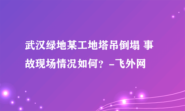 武汉绿地某工地塔吊倒塌 事故现场情况如何？-飞外网