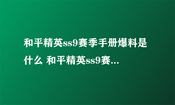 和平精英ss9赛季手册爆料是什么 和平精英ss9赛季手册衣服和枪皮肤