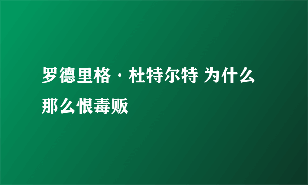 罗德里格·杜特尔特 为什么那么恨毒贩