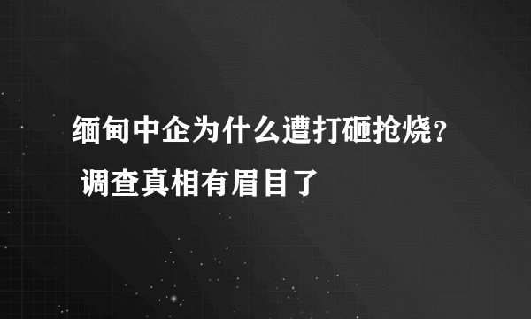 缅甸中企为什么遭打砸抢烧？ 调查真相有眉目了