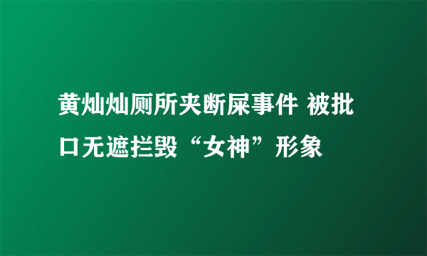 黄灿灿厕所夹断屎事件 被批口无遮拦毁“女神”形象