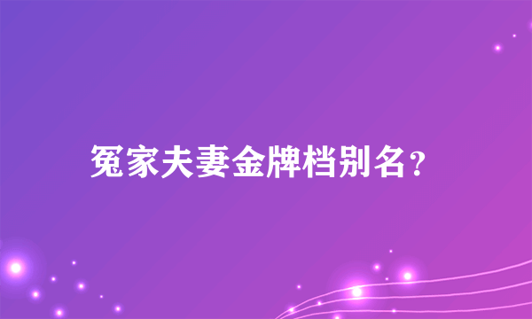 冤家夫妻金牌档别名？