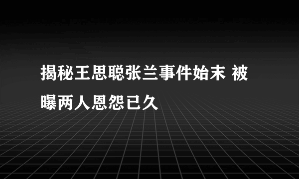 揭秘王思聪张兰事件始末 被曝两人恩怨已久