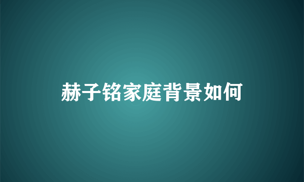 赫子铭家庭背景如何