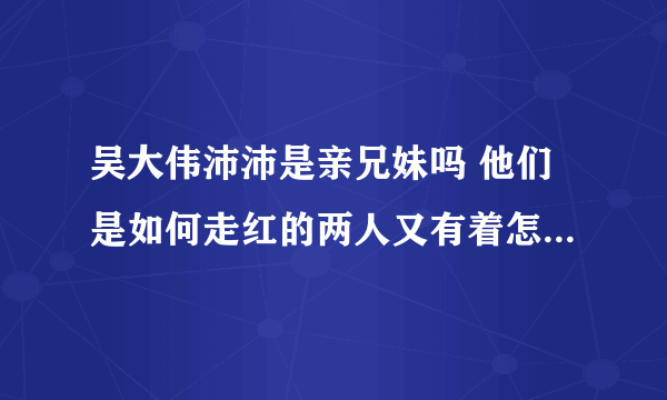 吴大伟沛沛是亲兄妹吗 他们是如何走红的两人又有着怎样的故事 - 网红百科 - 飞外网