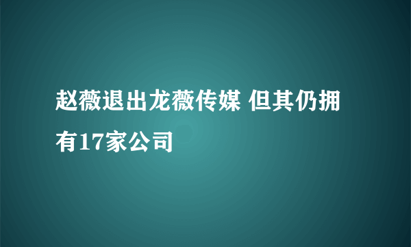 赵薇退出龙薇传媒 但其仍拥有17家公司