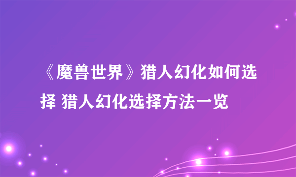 《魔兽世界》猎人幻化如何选择 猎人幻化选择方法一览