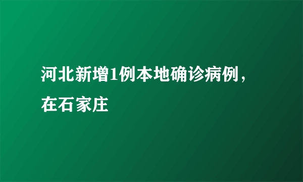 河北新增1例本地确诊病例，在石家庄