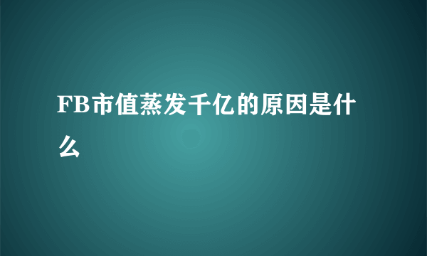 FB市值蒸发千亿的原因是什么