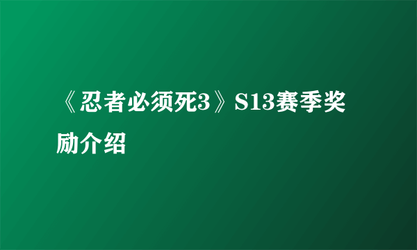 《忍者必须死3》S13赛季奖励介绍