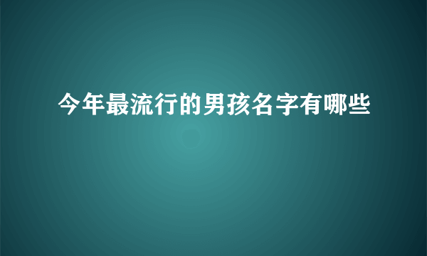 今年最流行的男孩名字有哪些