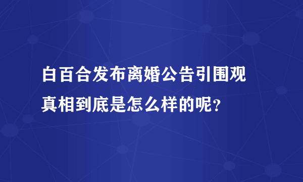 白百合发布离婚公告引围观 真相到底是怎么样的呢？