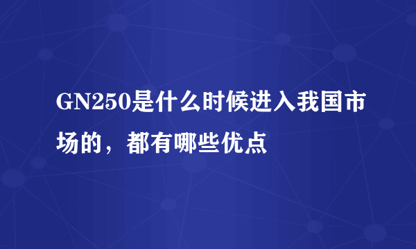 GN250是什么时候进入我国市场的，都有哪些优点