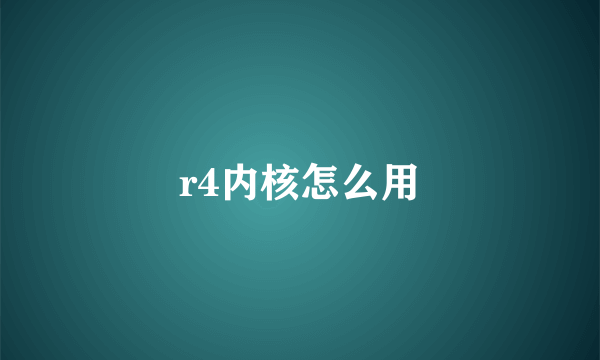 r4内核怎么用