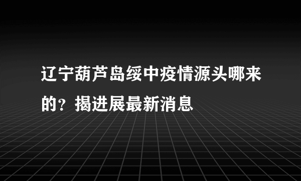 辽宁葫芦岛绥中疫情源头哪来的？揭进展最新消息