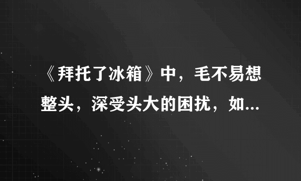 《拜托了冰箱》中，毛不易想整头，深受头大的困扰，如何才能曲线救国？