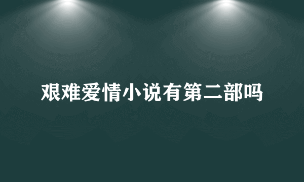 艰难爱情小说有第二部吗