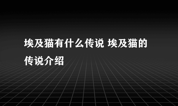 埃及猫有什么传说 埃及猫的传说介绍