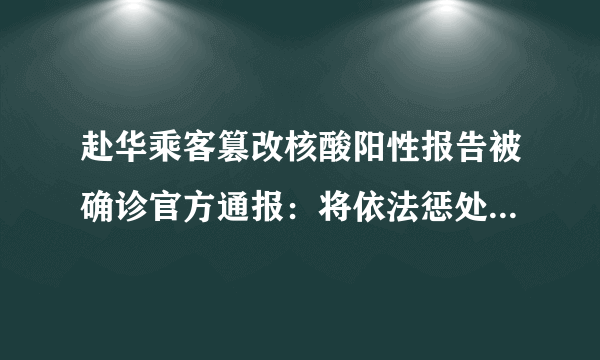 赴华乘客篡改核酸阳性报告被确诊官方通报：将依法惩处！-飞外