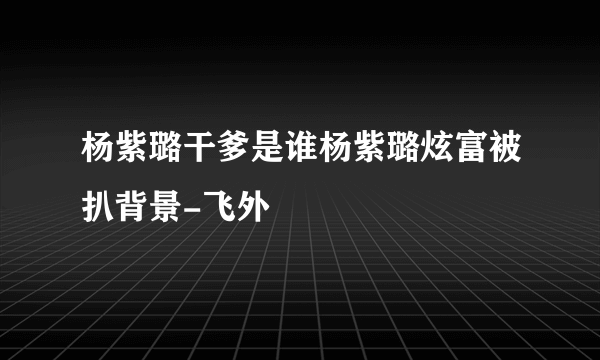 杨紫璐干爹是谁杨紫璐炫富被扒背景-飞外