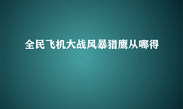 全民飞机大战风暴猎鹰从哪得