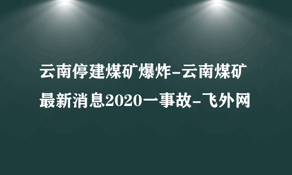 云南停建煤矿爆炸-云南煤矿最新消息2020一事故-飞外网