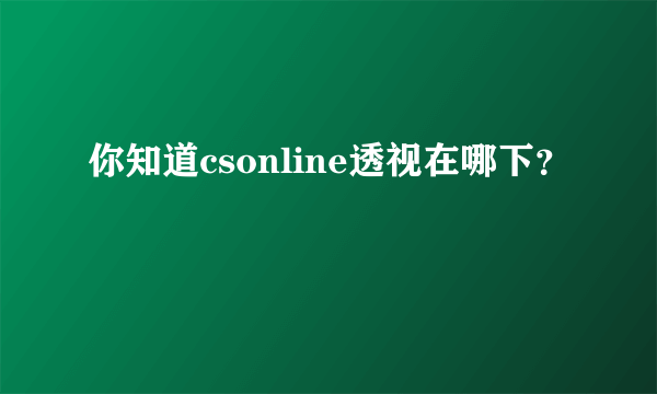 你知道csonline透视在哪下？