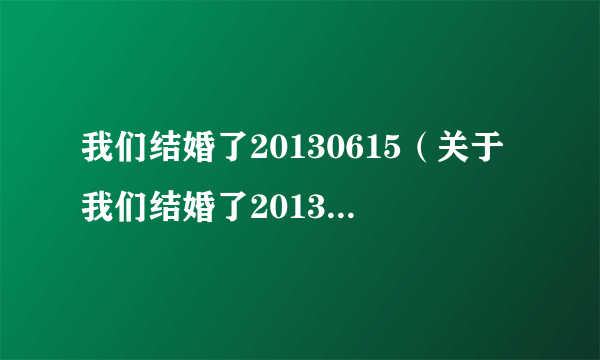 我们结婚了20130615（关于我们结婚了20130615的简介）