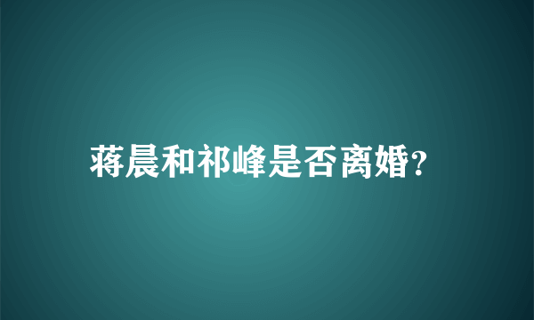 蒋晨和祁峰是否离婚？