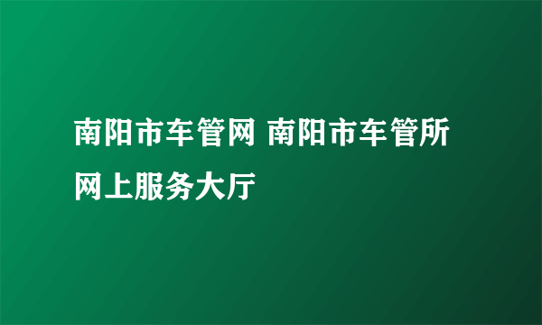 南阳市车管网 南阳市车管所网上服务大厅