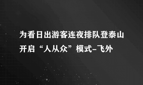 为看日出游客连夜排队登泰山开启“人从众”模式-飞外