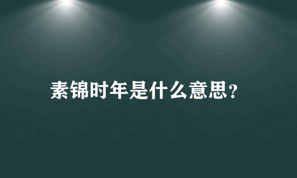 素锦时年是什么意思？