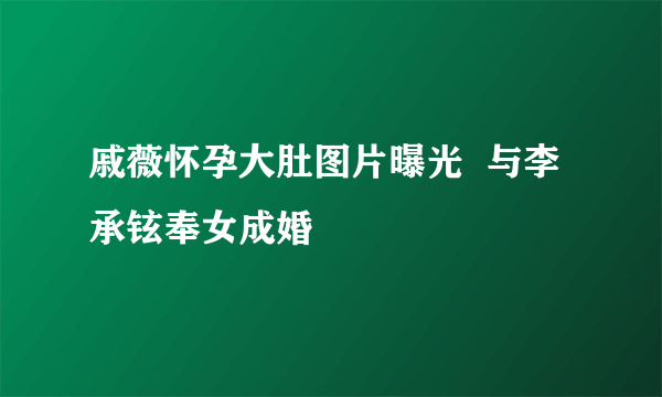 戚薇怀孕大肚图片曝光  与李承铉奉女成婚