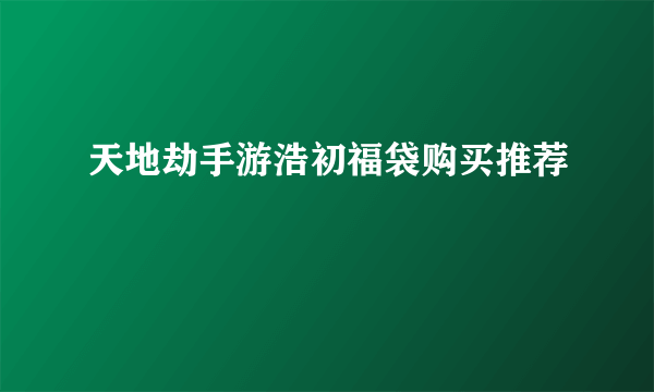 天地劫手游浩初福袋购买推荐