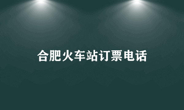 合肥火车站订票电话