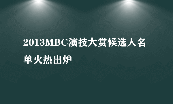 2013MBC演技大赏候选人名单火热出炉