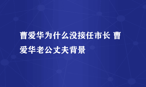 曹爱华为什么没接任市长 曹爱华老公丈夫背景