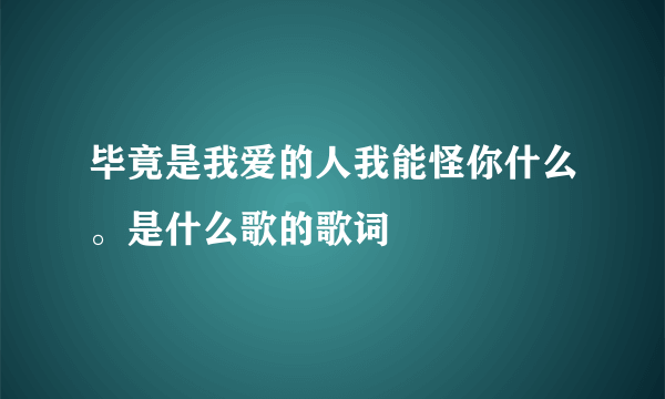 毕竟是我爱的人我能怪你什么。是什么歌的歌词