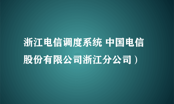 浙江电信调度系统 中国电信股份有限公司浙江分公司）