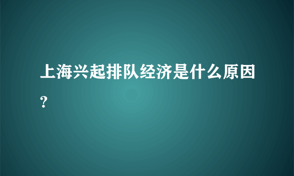 上海兴起排队经济是什么原因？