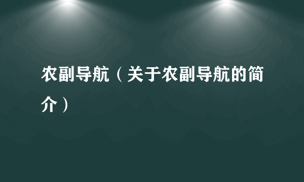 农副导航（关于农副导航的简介）