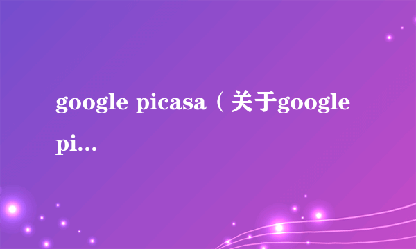 google picasa（关于google picasa的简介）