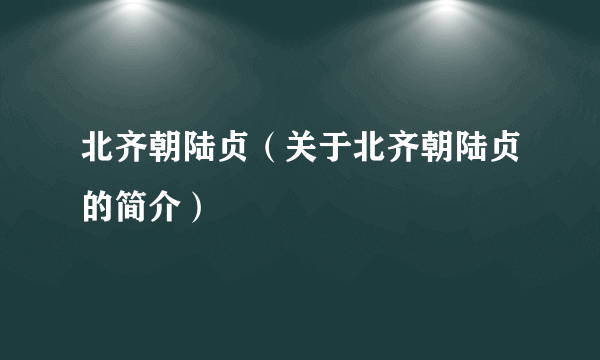 北齐朝陆贞（关于北齐朝陆贞的简介）