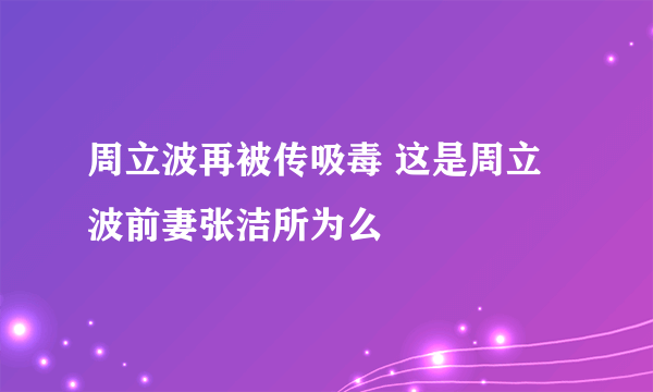 周立波再被传吸毒 这是周立波前妻张洁所为么